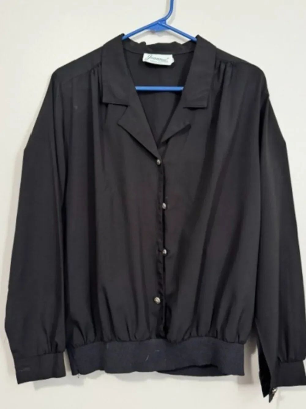 Woman's Joanna Long Sleeve Button Down Blouse Size 14 Color Black